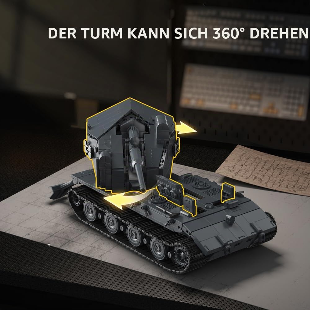 39157 Waffenstager E-100 Tank Baustein Set, 2036 Stück Militär 1:28 Skala Tank Modell Baustein Spielzeug, Raumdekoration oder Sammlung