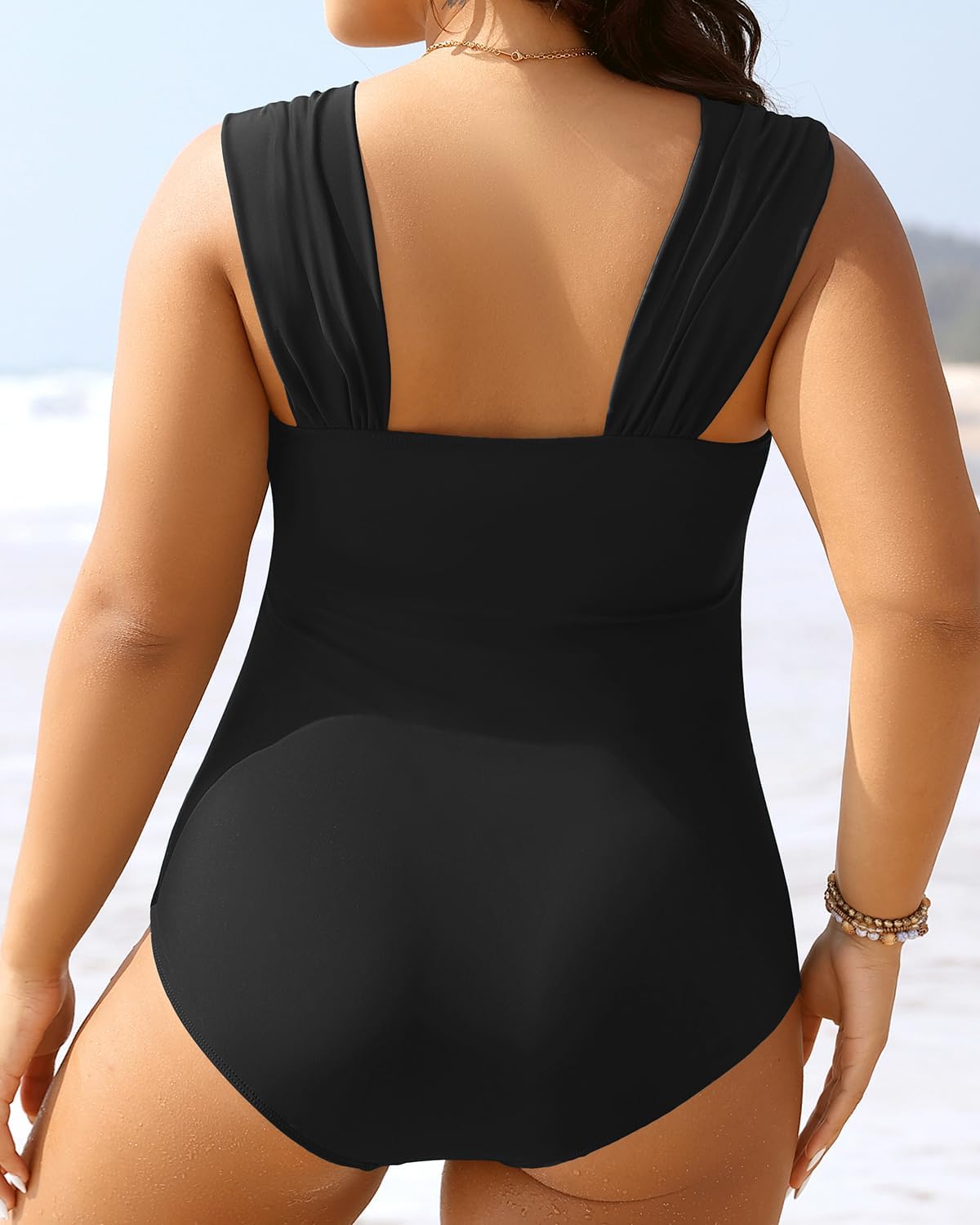 Aqua Eve Womens Plus Size One Piece Swimsuit Tummy Control Bathing Suit Vintage Swimwear - Image 2