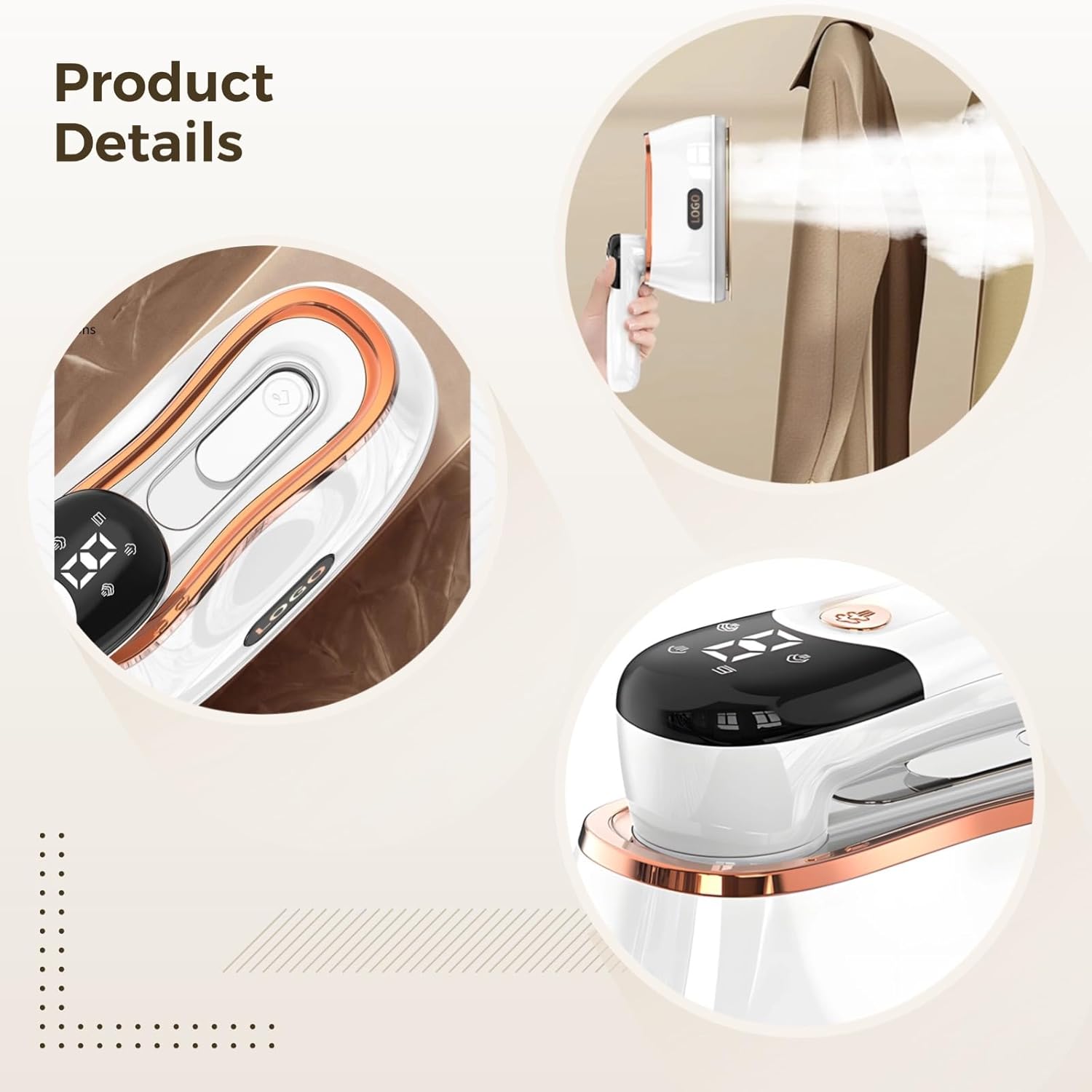 Handheld Steamer Iron, 1200W, Ceramic Plate, 180Ml Water Tank, 20S Heat, 3 Steam Settings, for Cotton, Wool, and Linen