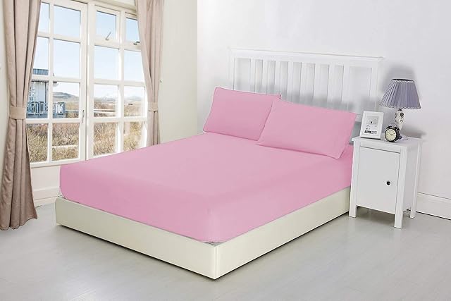 Extra Deep Fitted Sheets 16"/40CM Deep Luxury Percale 14 Colours (Double, Pink)