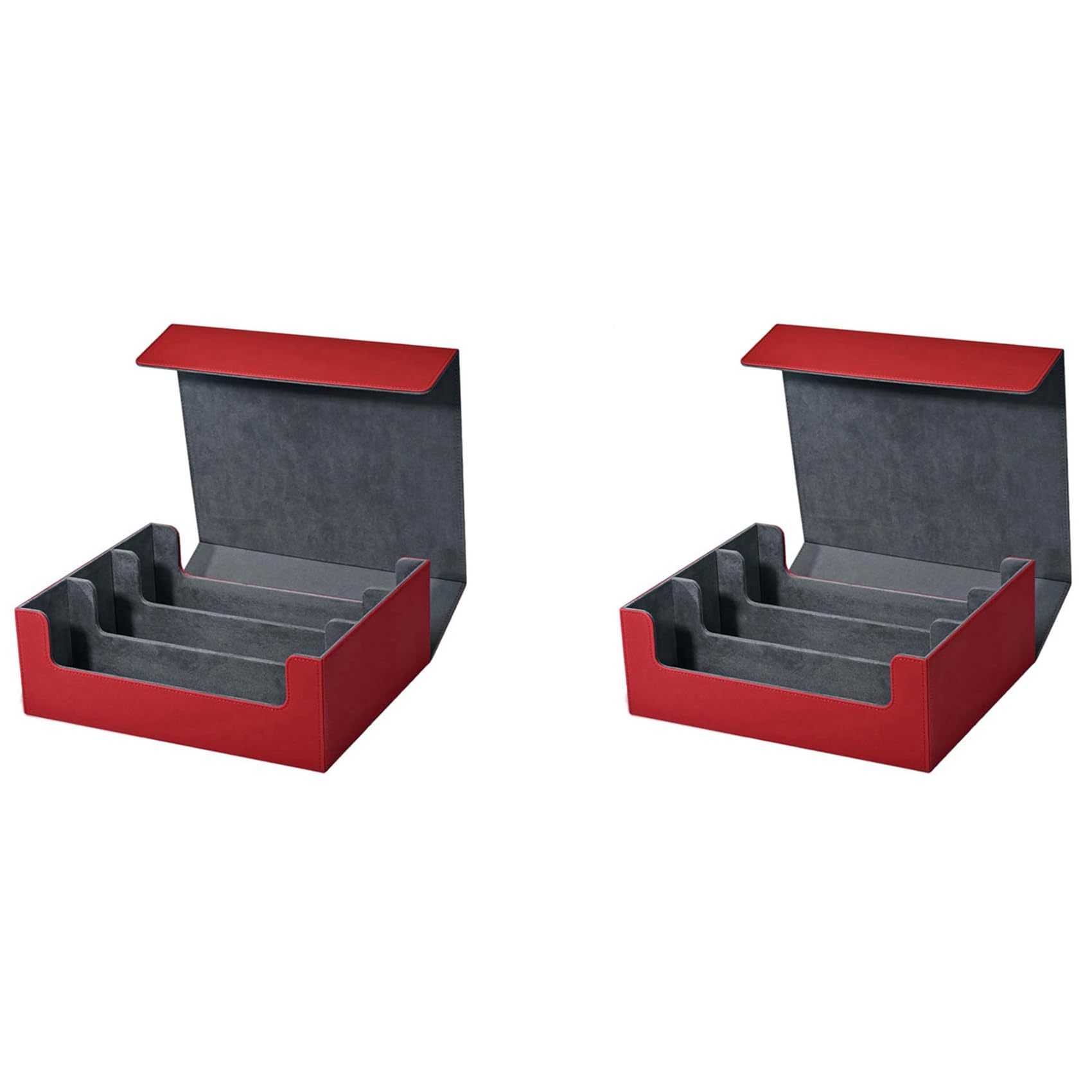 Vjsujehgy 2X Card Storage Box for Trading Cards, Card Deck Case Holds 1800+ Single Sleeved Cards Storage Box, Red