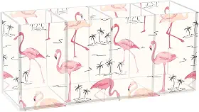 Joisal Porta-pincéis de maquiagem flamingo rosa para penteadeira, porta-lápis de mesa, organizadores de maquiagem, organizador de marcadores