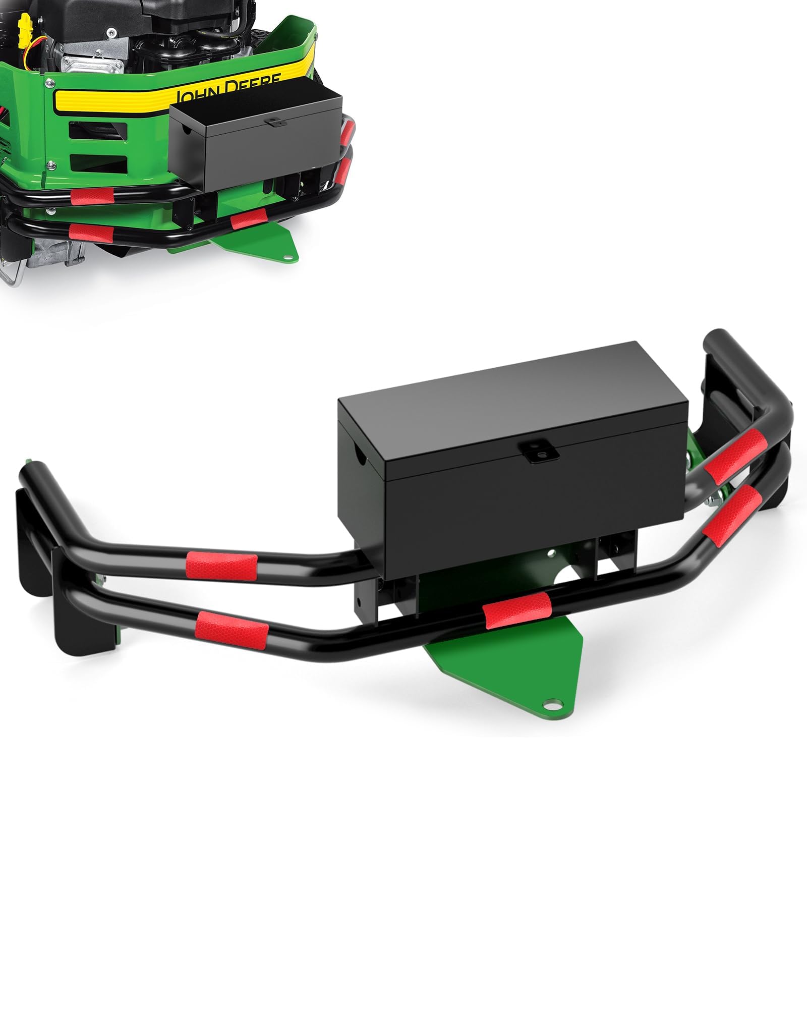 Zero Turn Lawn Mower One-Piece Rear Bumper Hitch with Toolbox for John Deere Z235 Z255 Z335E Z335M Z345M Z345R Z355E Z375R BM2448 ZTrak, Upgrade Heavy