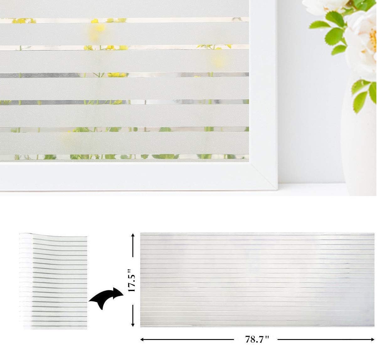 Viseeko Privacy Window Film Static Cling Non-Adhesive Glass Film Decorative Window Film Stripe Patterns for Home Office Kids Study Meeting Room : Home & Kitchen