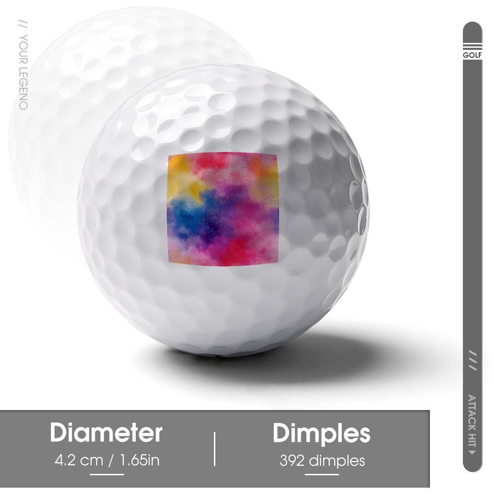 Watercolor Multi Colored Powder Custom Golf Ball Soft Practice Golf Balls Performance Distance and Speed for Indoor Outdoor