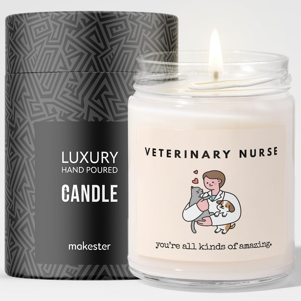 Veterinary Nurse Gifts - Luxury Soy Wax Candle - Vanilla, Jasmine, Sugared Almond - Makester — image 1