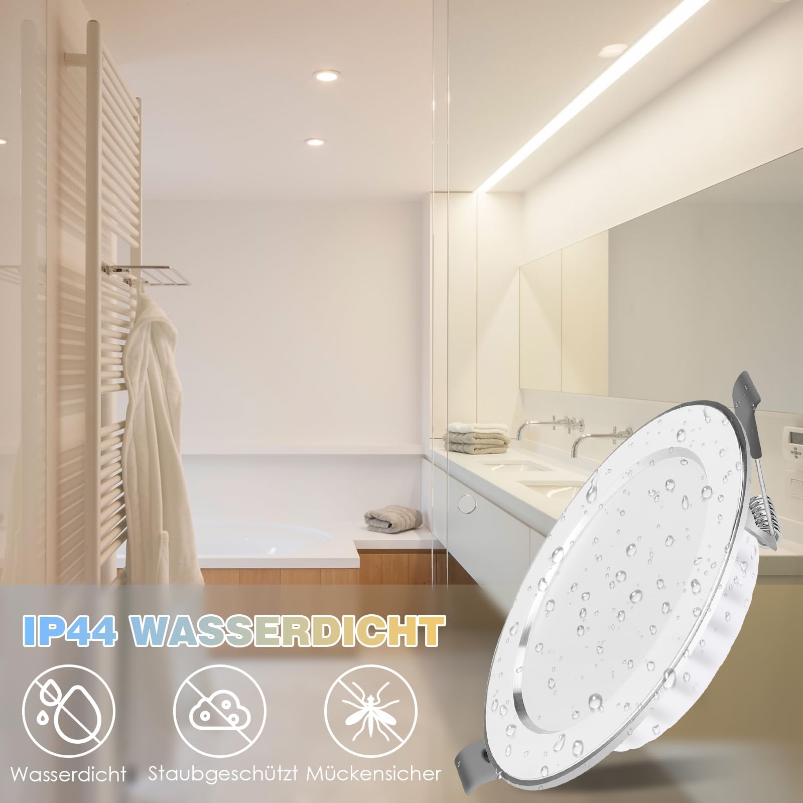 Faretti da incasso LED dimmerabili, 230 V 3000 K-6500 K Faretti da incasso ultrapiatti in alluminio, 7 W 700 LM luci spot, Ø di incasso 80-100 mm Faretti LED - Set da 6