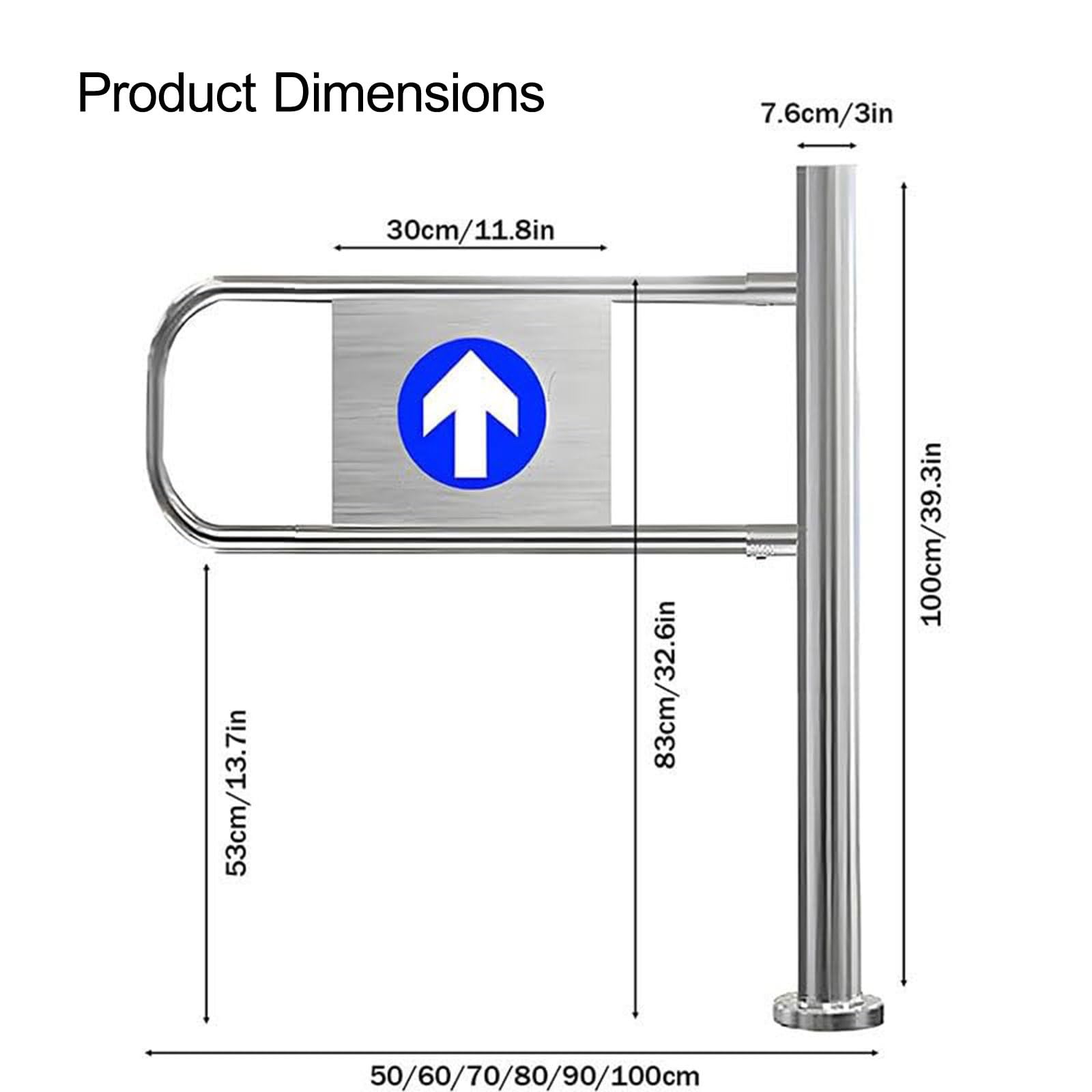 Puerta de seguridad industrial con control de acceso unidireccional para pasillos de almacén y supermercado