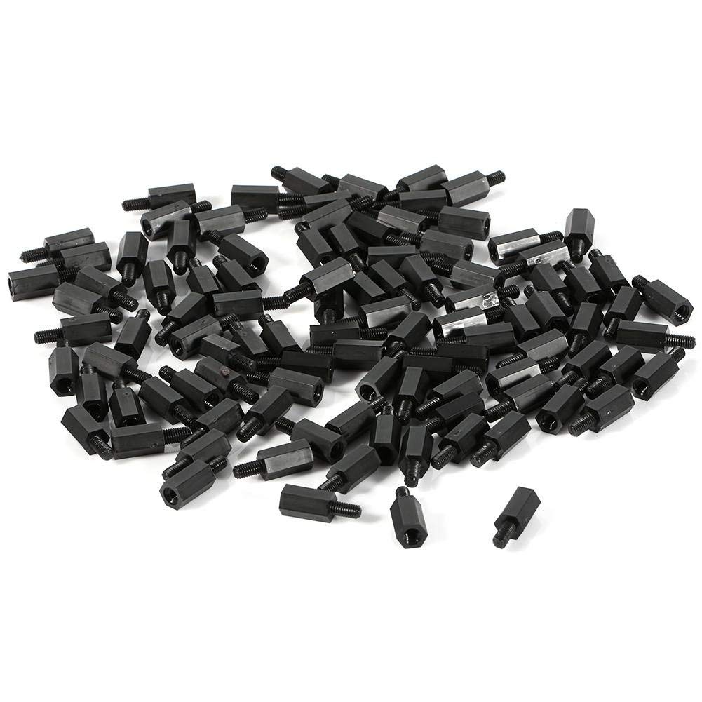 Dadi in Nylon M3 Maschio Femmina Distanziatore Esagonale in Nylon Confezione 100 Nero Distanziatori Distanziatori Assortiti Kit 10 mm + 6 mm