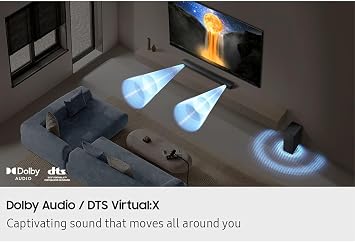 Samsung B-Series (HW-B650F) 3.1 Ch Dolby Audio/DTS Virtual:X, Adaptive Sound, Q-Symphony, Game Mode, Voice Enhance Mode, Black