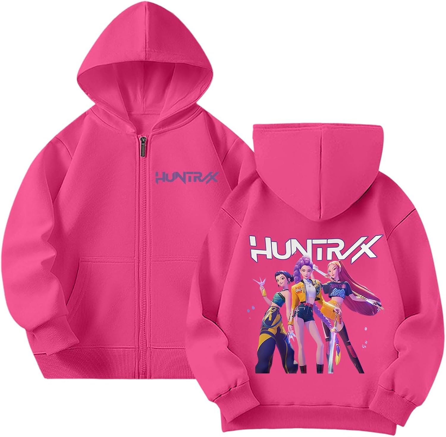 YiJee Survêtement Kpop Huntrix Enfant Fille – Ensemble Jogging Y2K De 2 Pièces Avec Sweat à Capuche Et Pantalon Jogging Imprimé, Tenue Streetwear Sportswear Pour Filles Et Garçons 2-16 Ans