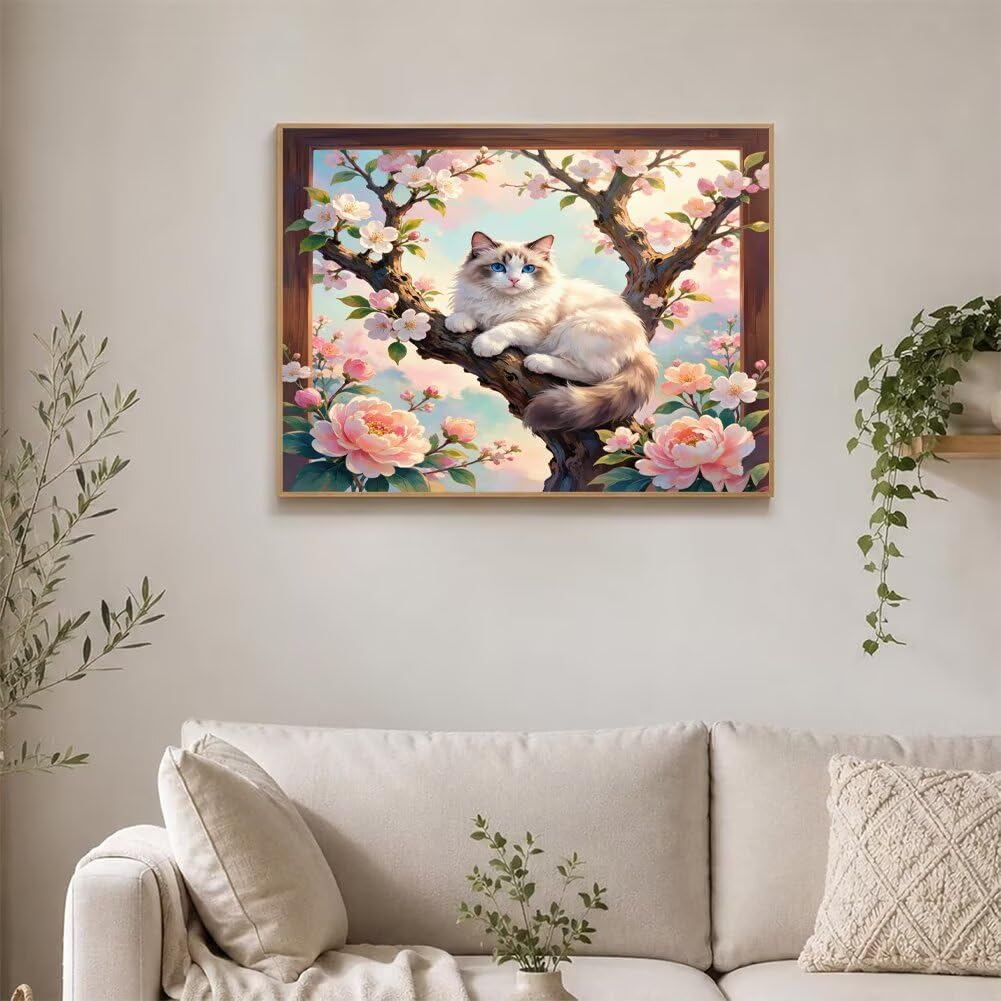 Diamond Painting Adulte Chat Painting Diamant 80x50cm 8-58360 | Peinture Diamant, DIY Activité Manuelle Adulte Kit Broderie, 5D Rond Broderie Artisanat Complet Kits pour Murale Décoration