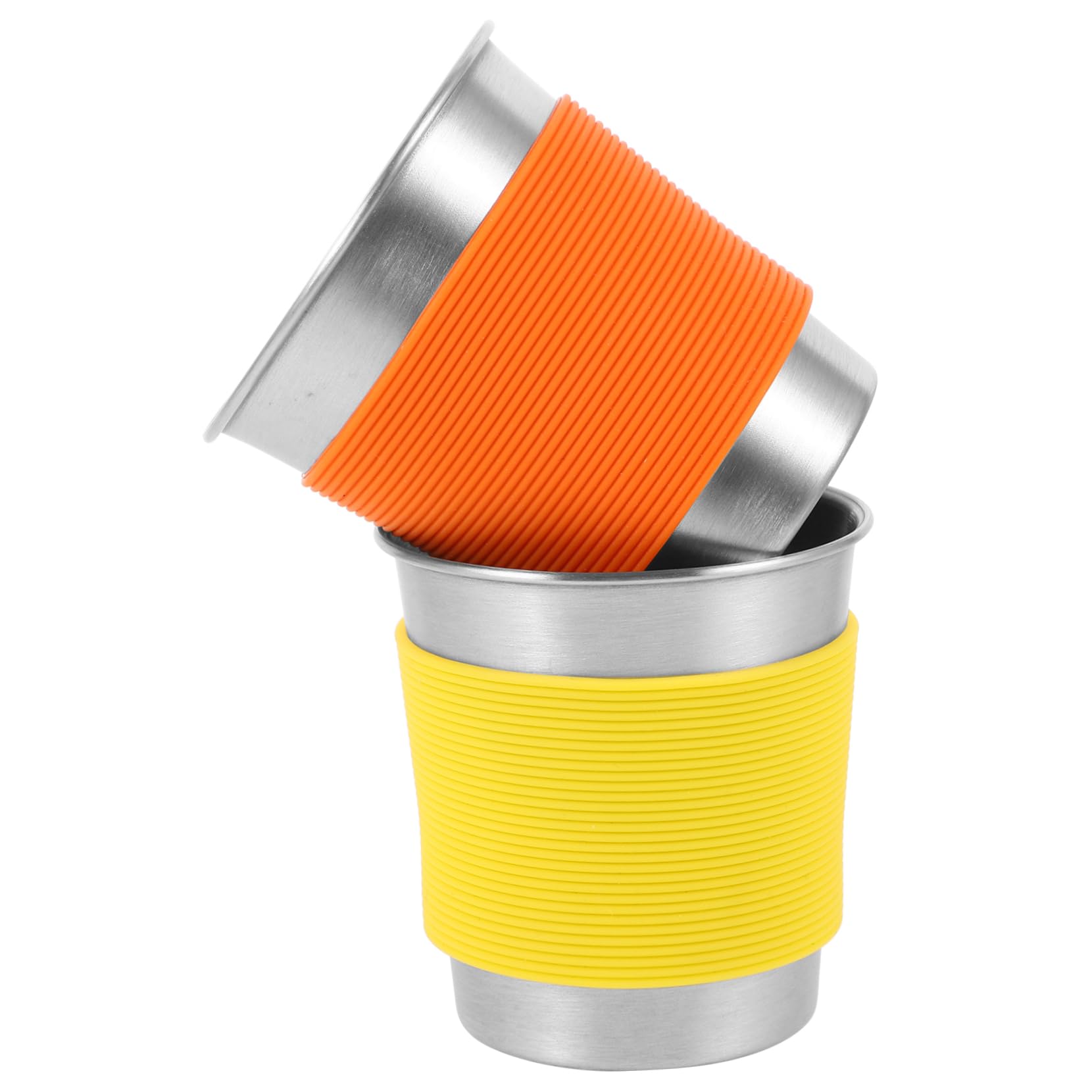 ibasenice 3 Sätze Tassen Mit Silikon Hülle Isolierte Campingbecher Für Tee Saft Robuste Metallbecher Für Outdoor Aktivitäten Zu Reinigen 2 Stück * 3