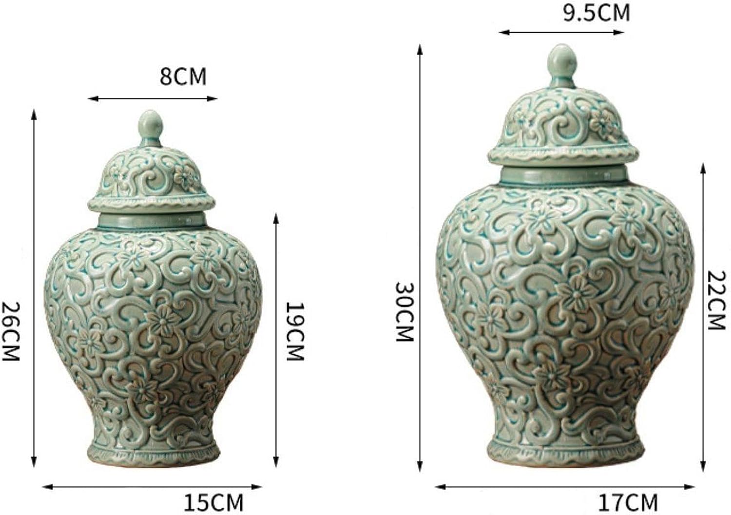 磁器製ジンジャージャー フラワーアレンジメント 陶器製ティーコンテナー 本棚用ブリキ飾り, シアンブルーL