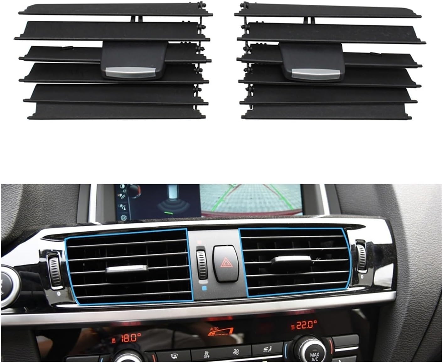 LHD RHD Car Front Middle AC Air Conditioner Vent Outlet Grille Slide Clip Repair Kit Replacement Compatible For BMW X3 X4 F25 F26 2011-2018(Middle Left)