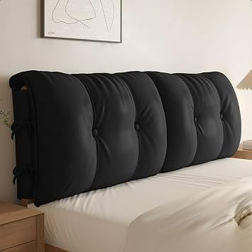 CAMZ PU Bed Headboard Cover, Waterproof Thicken Headboard Cushion for Full Queen King Anti-Slip Headboard Dustproof Protector Padding Cover Black,78x21.6x4.7in