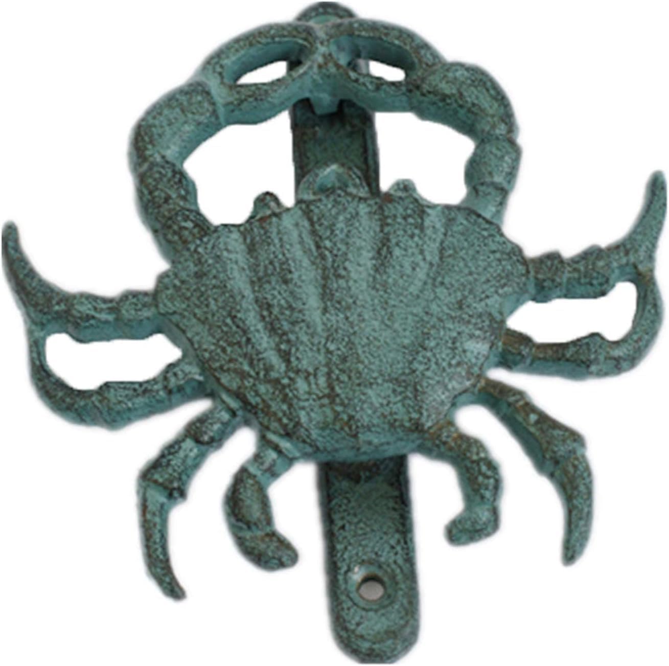 Door Knocker, Door Knocker Cast Iron Crab Door Knocker, Green Crabs Gate Knockers, Vintage Coastal Crab Shaped Handle, Classy Vacation Home Front Door Pull Ring