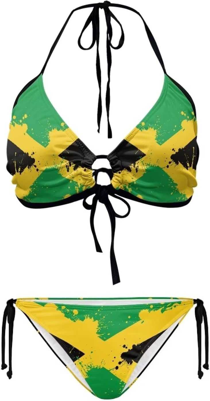 Bathing Suit for Women Sexy Swimsuit Two Piece Bikini Sets Halter Padded Tops and Tie Bottoms XS-2XL