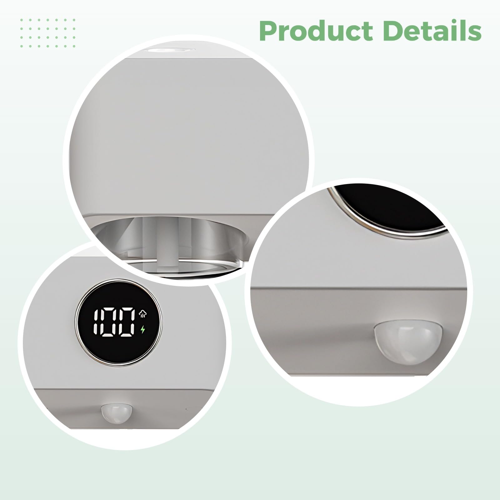 Diffusore di oli essenziali, piccolo diffusore di oli essenziali, ricaricabile, per aromaterapia, display digitale, grigio, 11,9 cm, 12,05 cm, per casa, hotel, camera degli animali domestici