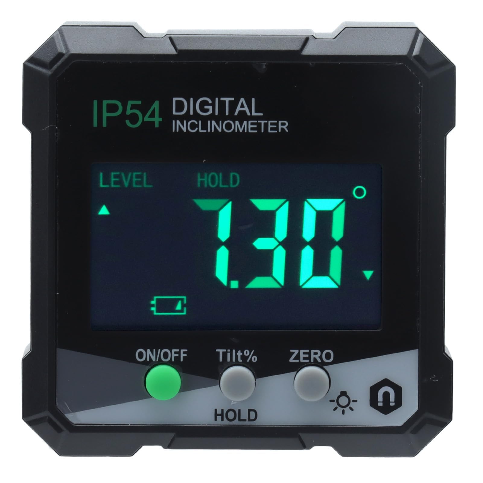 XHTLLO Magnetic Digital Protractor 4x90° LCD Bevel Gauge Inclinometer, IP54 Electronic Angle Meter with EBTN Screen, Multiple Usages for Woodworking, Machinery, Automobiles