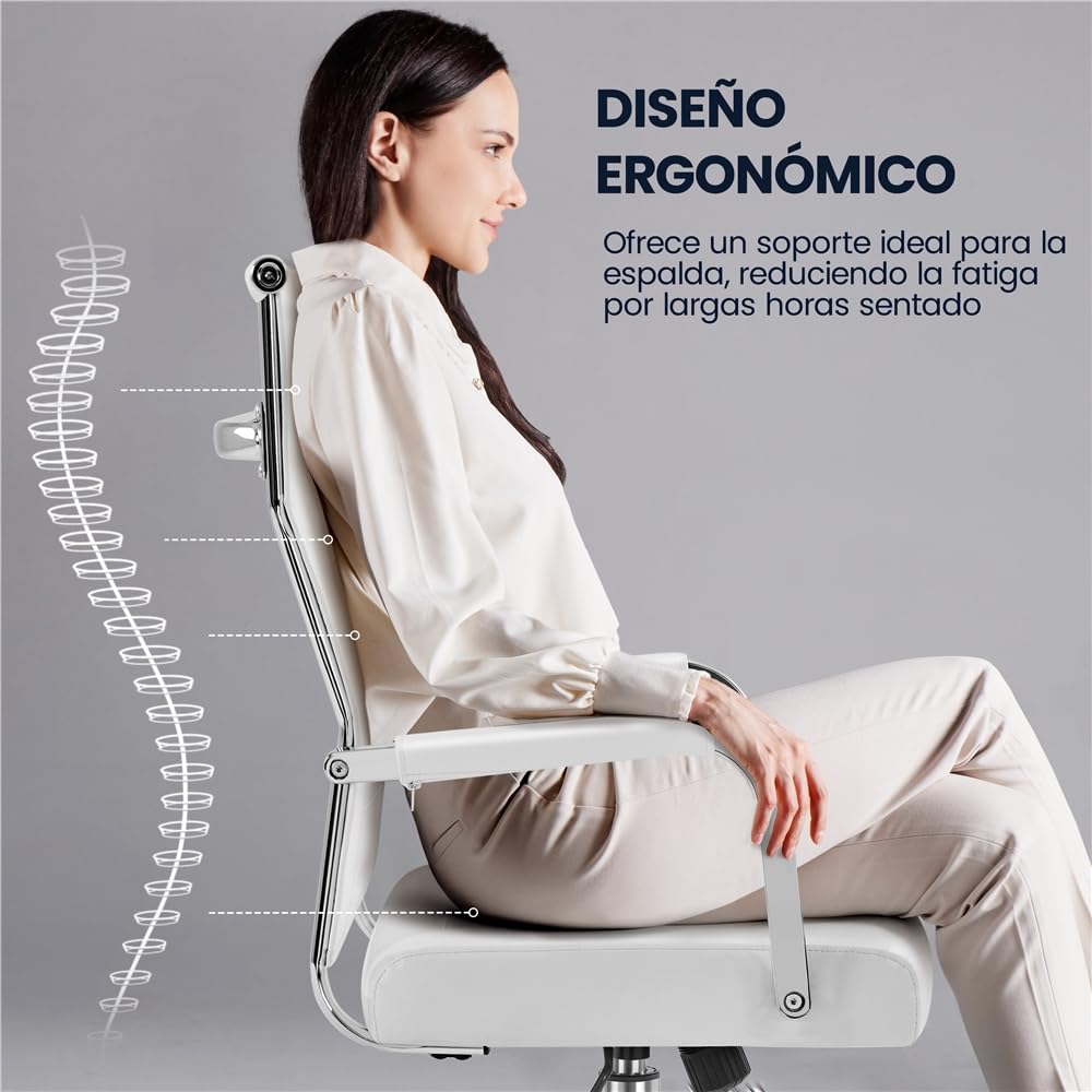 Yaheetech Silla de Oficina Silla con Respaldo Alto Silla para Hogar Oficina Silla Ergonomica Tapizada PU Capacida de Carga 136 KG