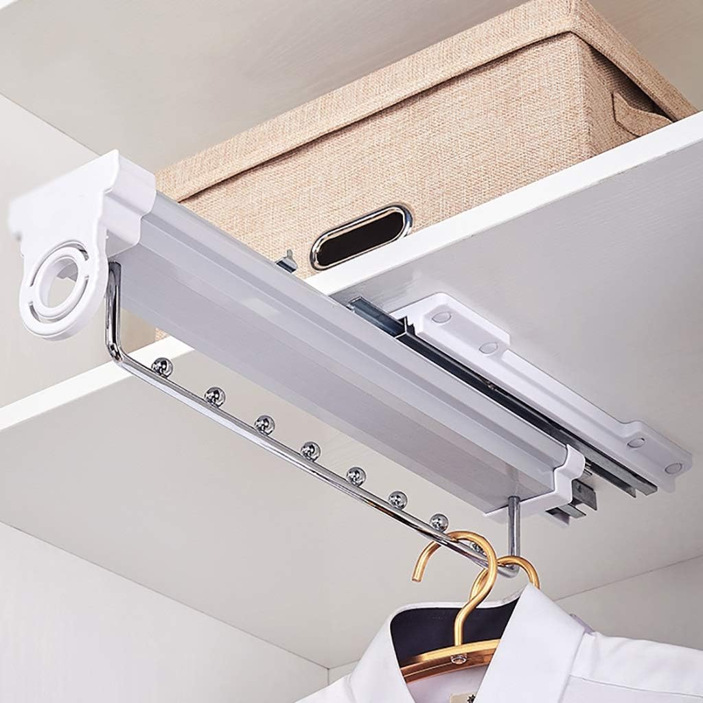 ワードローブ引き出しハンガーレール、ダンパー付きの拡張可能な衣服ハンガーラック、キャビネットオーガナイザーラック-14/18インチ（