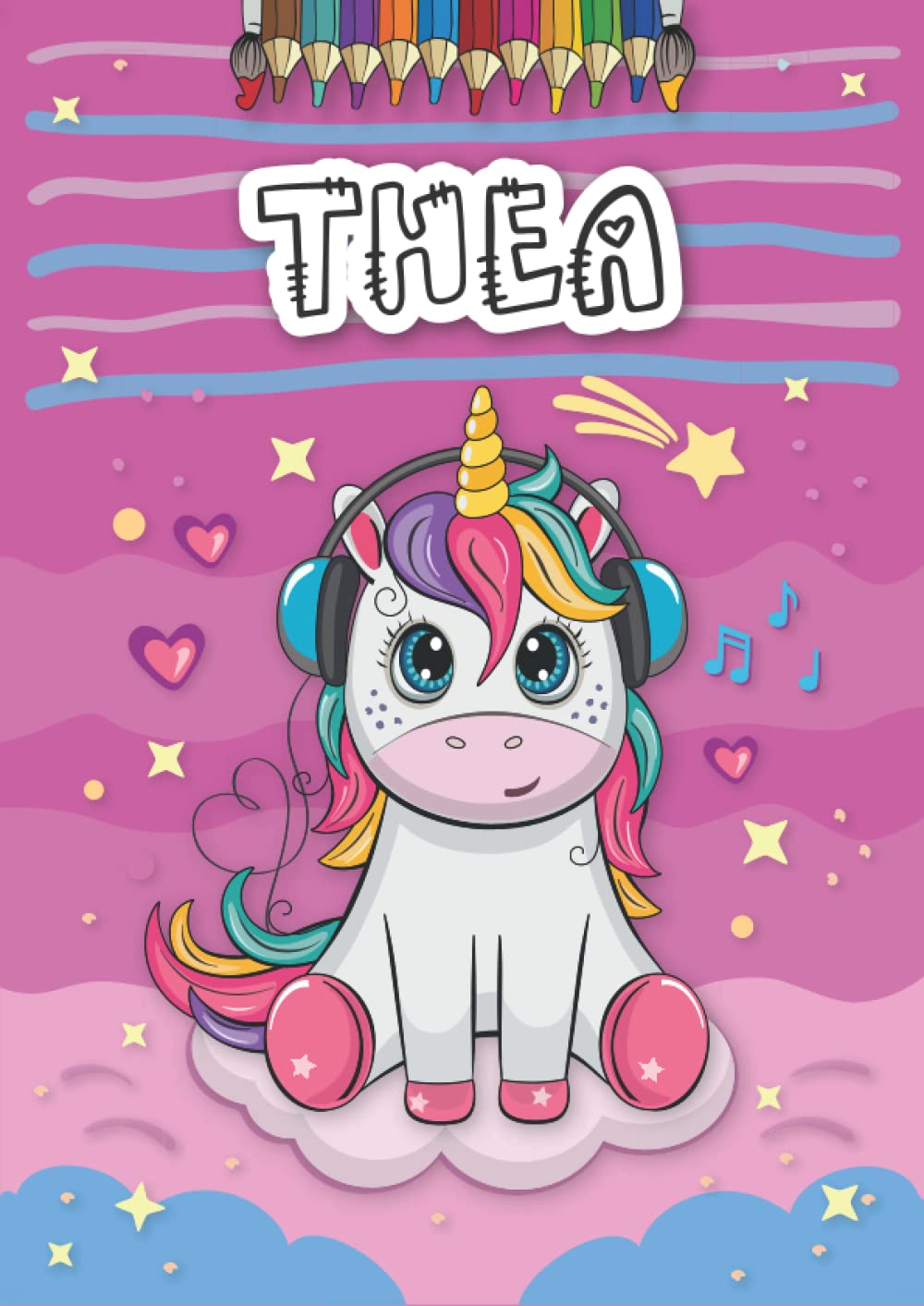 Thea: Personalized Coloring Book for Thea | Theme: Unicorn | Birthday gift for girl, daughter ... | Ages: 4-8 | 25 unicorn designs with name Thea, Large size A4 (ca. 8.5 x 11 inches)