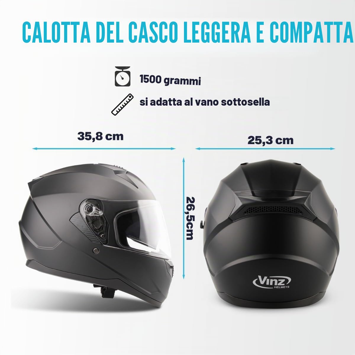 VINZ Kennet Casco Integrale Moto Donna Uomo XS-XXL ECE 22.06