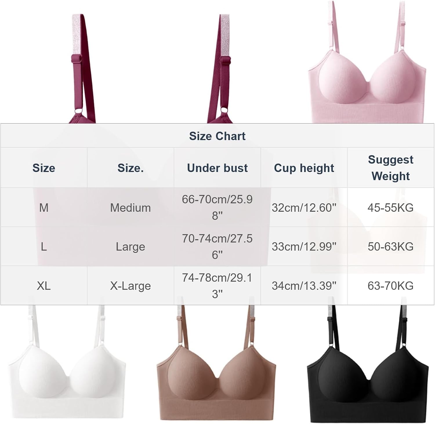 Womens No Underwire Bras Supportive V Neck Tshirt Bra Comfortable Wireless Seamless Push Up Breathable Bralette