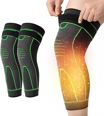 Knee Protection Sleeves for Warmth, 2-Pack Anti-Slip Long Knee Warmers for Men and Women, Elastic Thermal Leg Sleeves