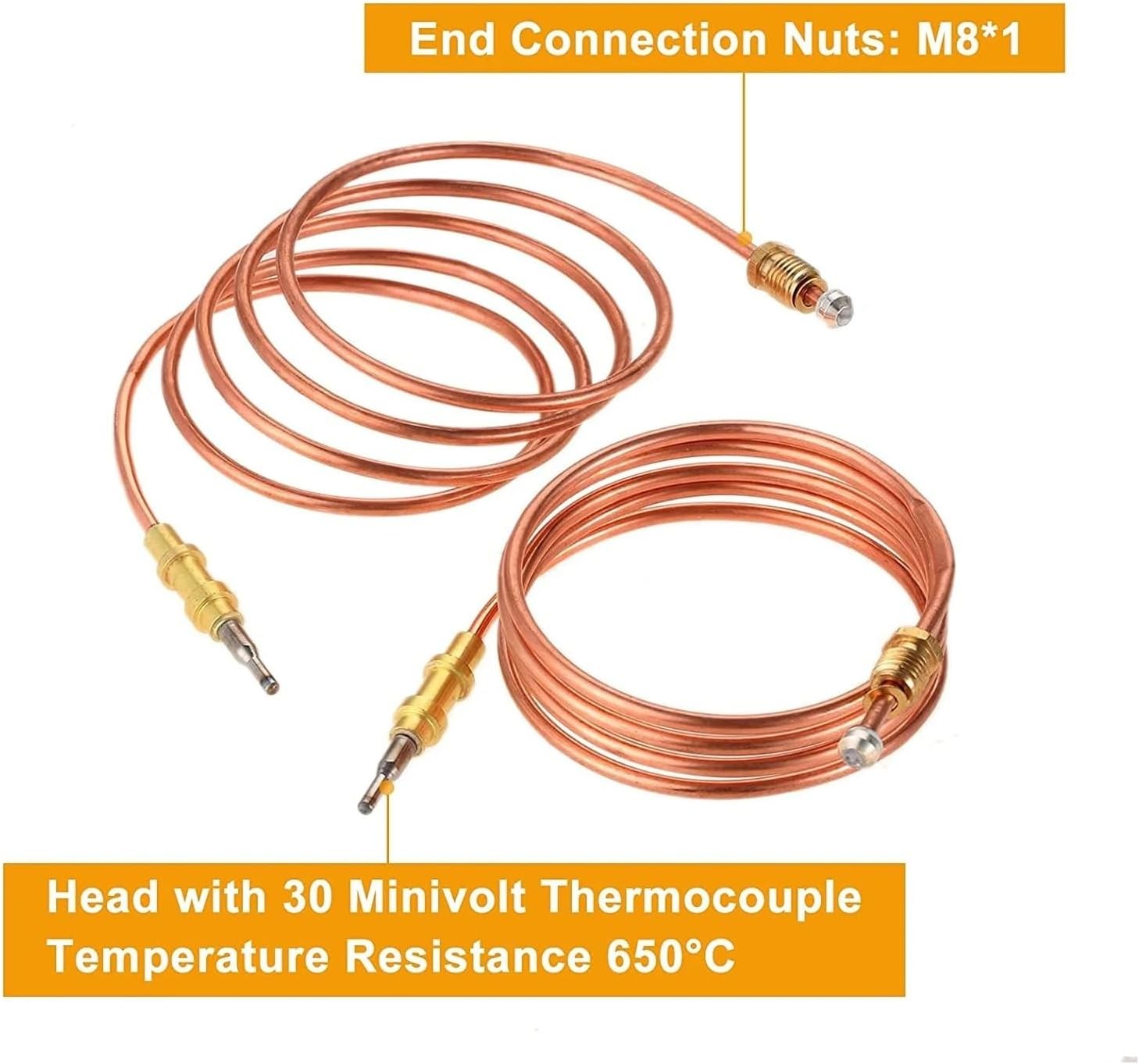 2pcs/set 39.5" Gas Heater Thermocouple 098514-01 Solid Copper Replacement for Vent Free Wall Heater Comfort Fireplace Lucky