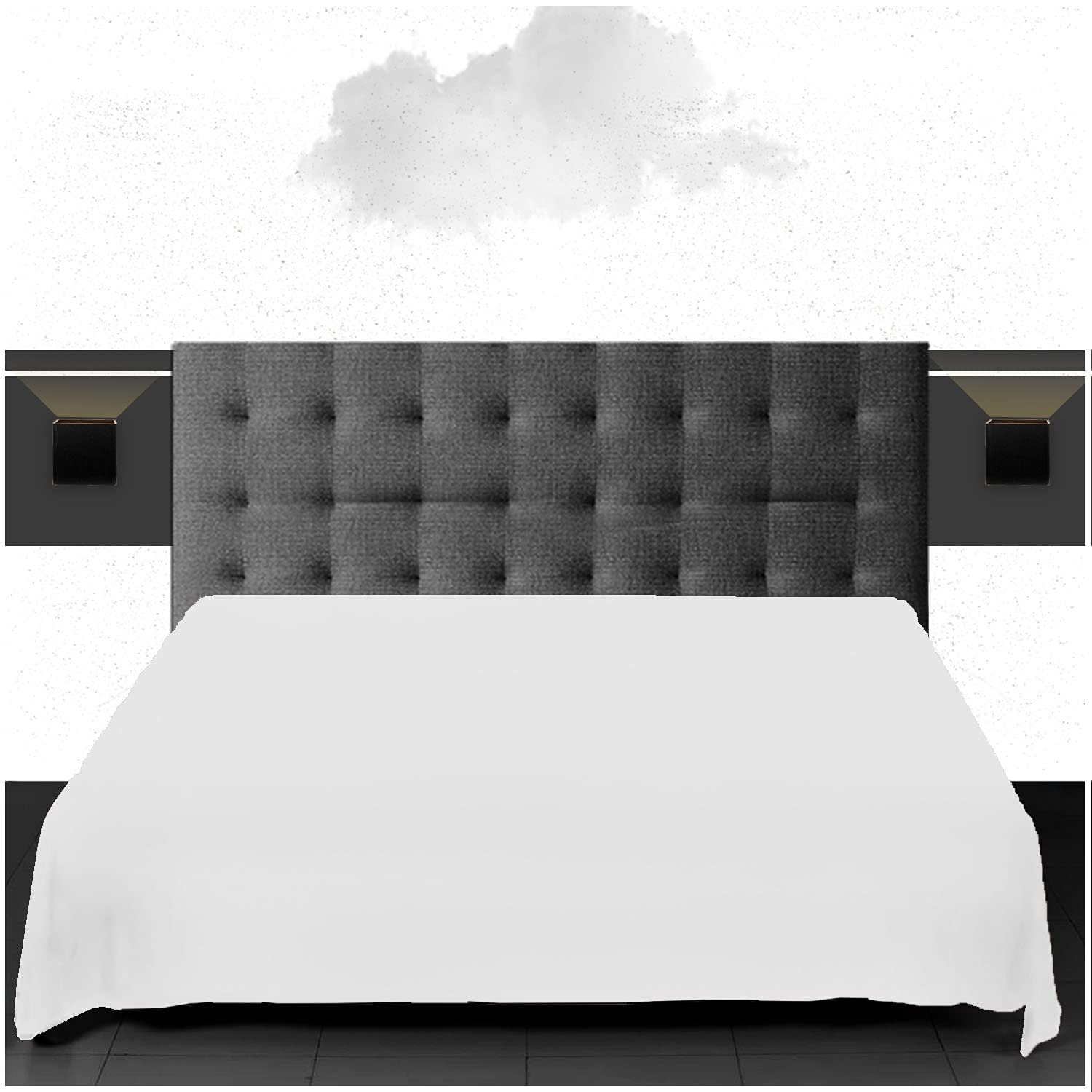 200 Thread Count Double Bed Flat Sheet, Soft & Cozy Egyptian Cotton Plain Dyed Bedding Bedsheet, White