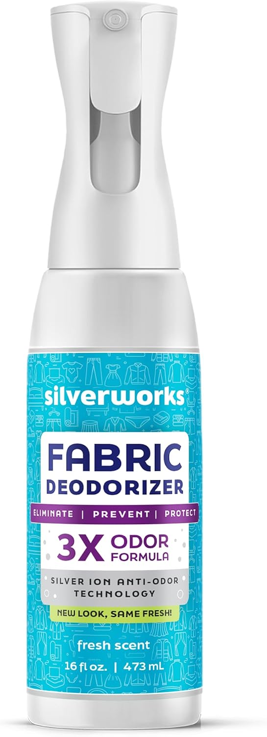 SilverWorks! Fabric Spray Odor Eliminator For Home - Powerful, Natural Silver Ion Deodorizing Technology - Clothes, Furniture And Couch Deodorizer Odor Eliminator And Refresher Spray -16.9oz - Amazon product rated Grade B