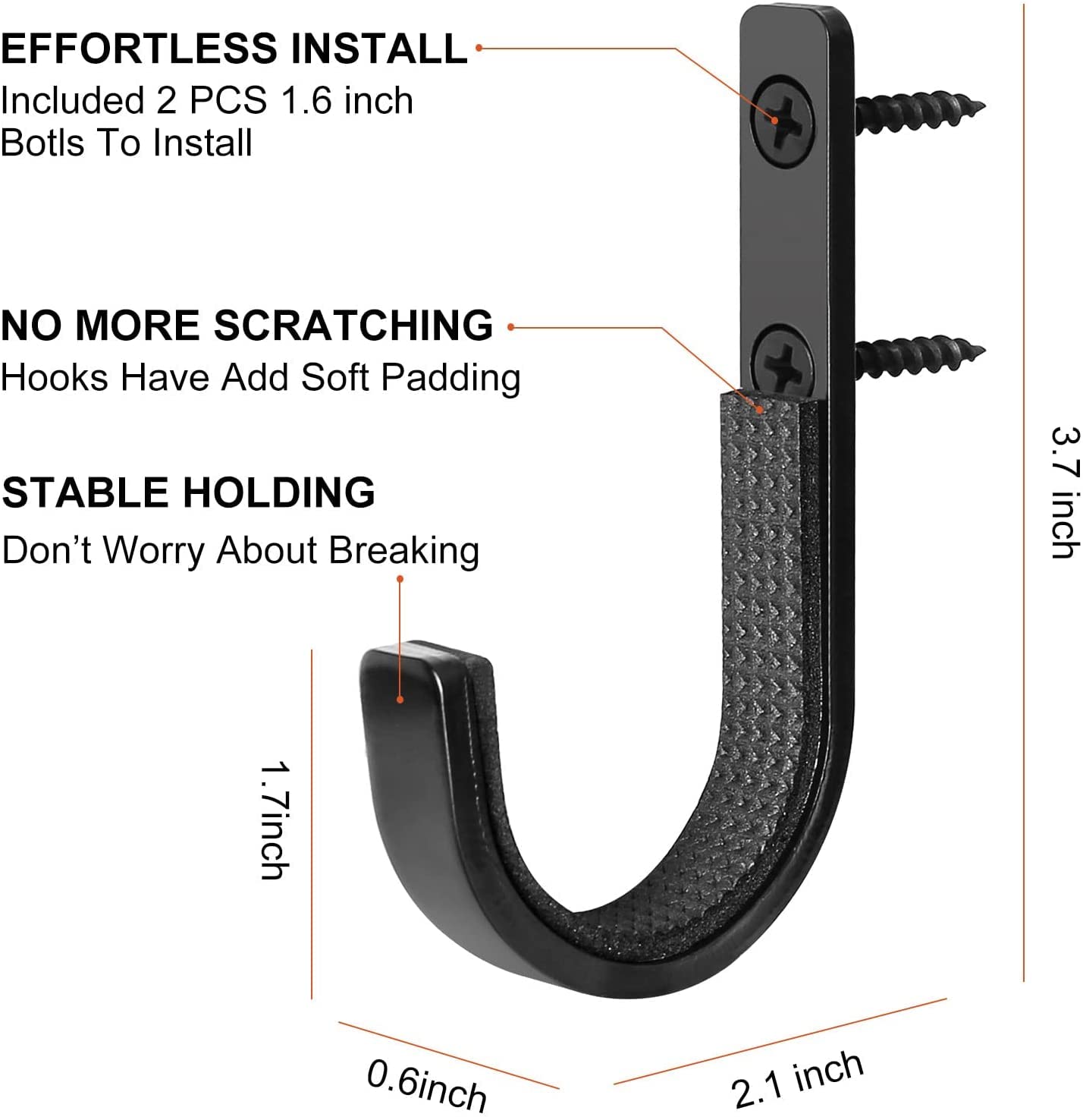 Made In USA Wall Mount Gun Rack Rifle Shotgun Hanger Felt Lined J Hooks 2 Packs - Foto 4