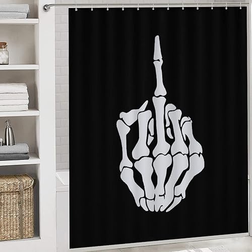 Miniatura 5 de Fuck Off - Juego de cortinas de ducha con alfombras antideslizantes, 4 piezas, juego de baño, cubierta para tapa de inodoro, accesorios de decoración