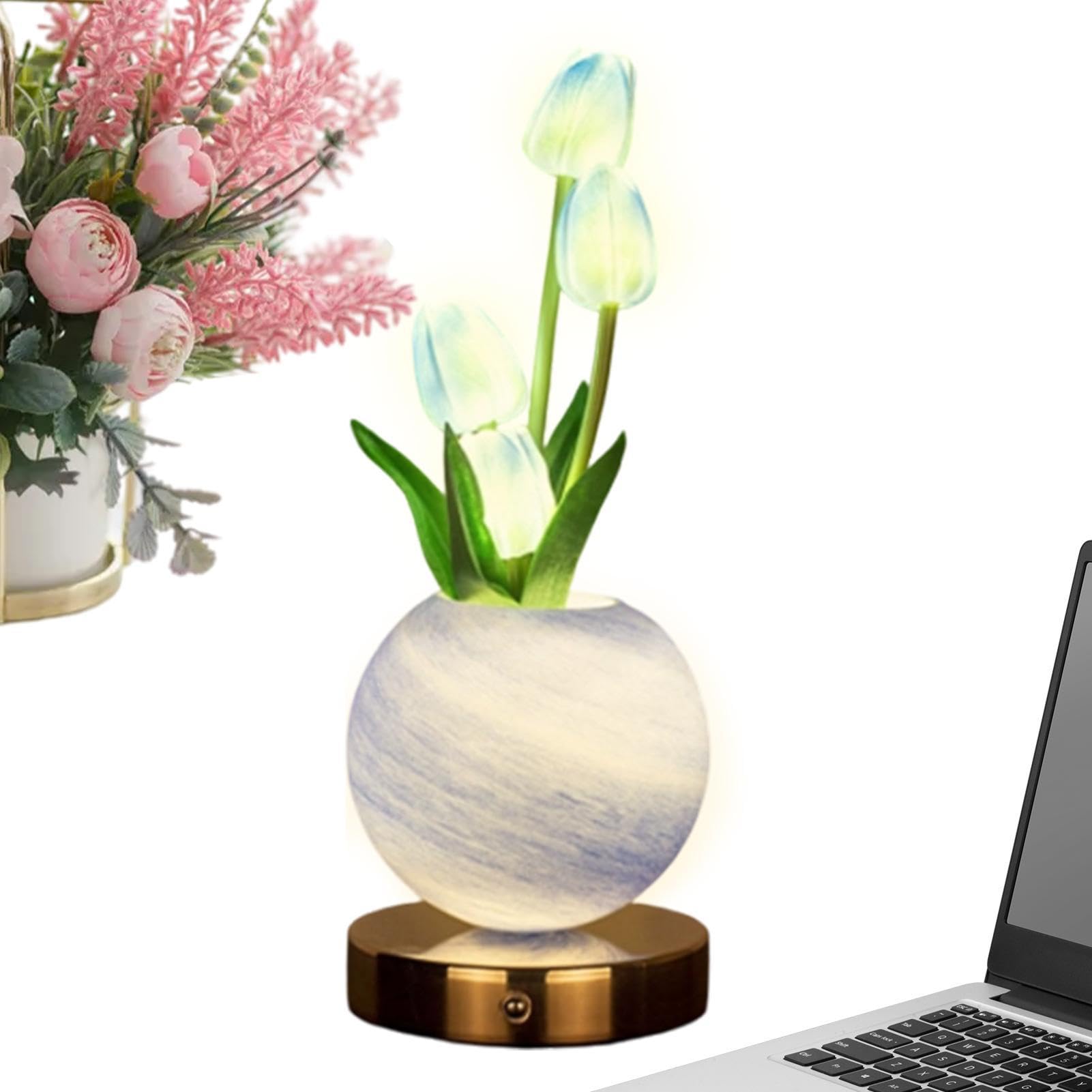 Luce Notturna Controllo Touch Dimmerabile a 3 Colori Ricaricabile USB | Lampade Tulipani Luminose Per Camera Da Camera Bimbi Scrivania Comodino Cassettiera Lettura