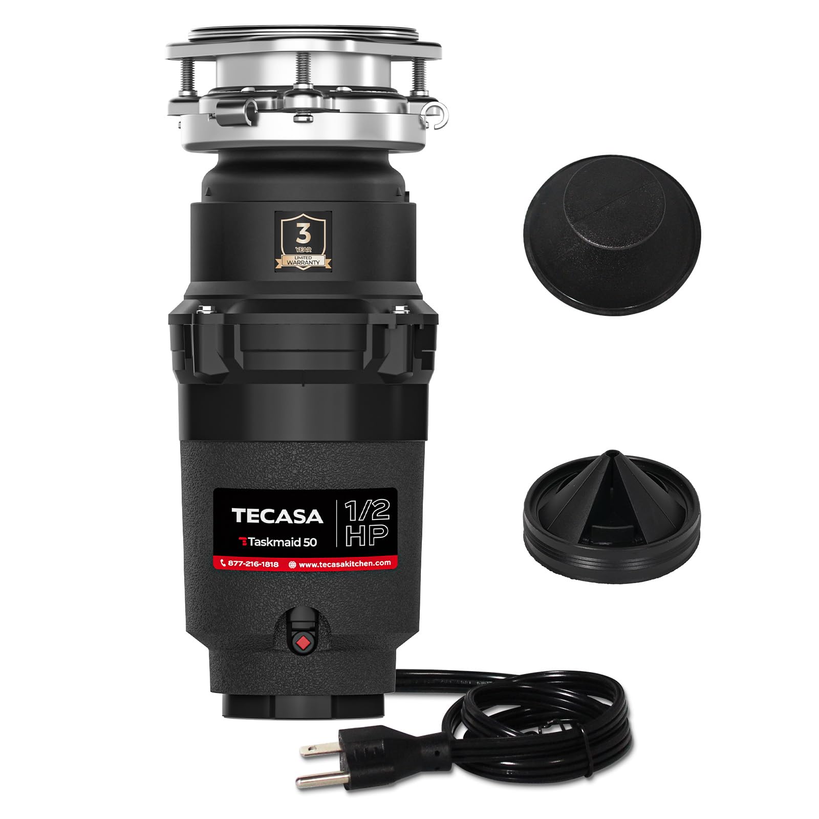 1/2 HP Garbage Disposal, TECASA Food Garbage Disposal with Power Cord