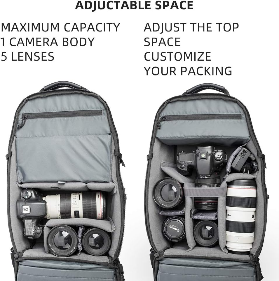 Exclusive Discount 90% Price AERFEIS Lightweight Camera Backpack Made of Water Resistant Fabric, Anti-Theft DSLR SLR Camera Bag for Women Men Photographer, 15.6 Inch Laptop Compartment Tripod Holder, Traval Bag with Rain Cover