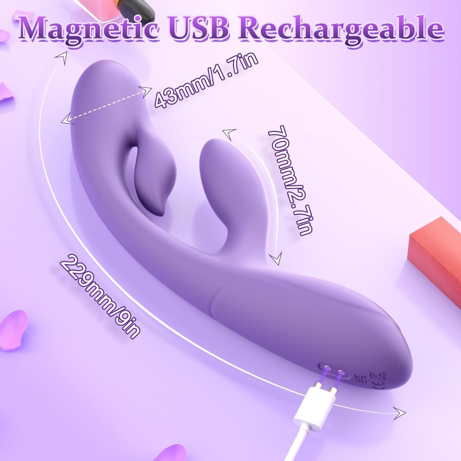 G Spot Rabbit Vibrator for Woman, 3 in 1 Vibrator Wand Massager with 10 High Frequency Vibration for Clitoral Nipple Stimulation, Waterproof Liquid Silicone Sex Toy for Women