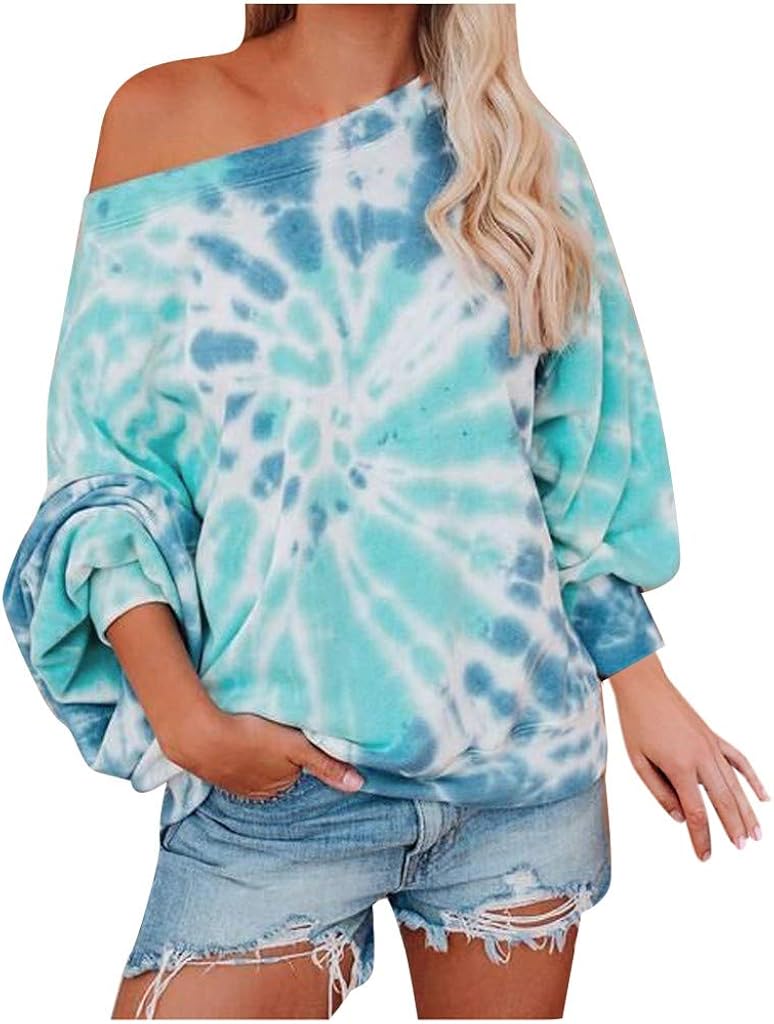 Women's Tie Dye Long Sleeve Shirts Tops Lightweight Sweatshirts Casual Pullover Crew Neck Blouses Tunics : Clothing, Shoes & Jewelry