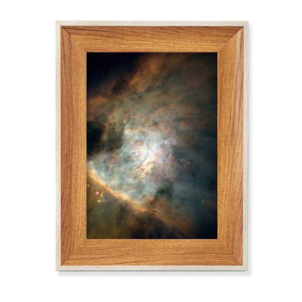 Tableau art peinture nébuleuses émeraude avec cadre en bois de prestige