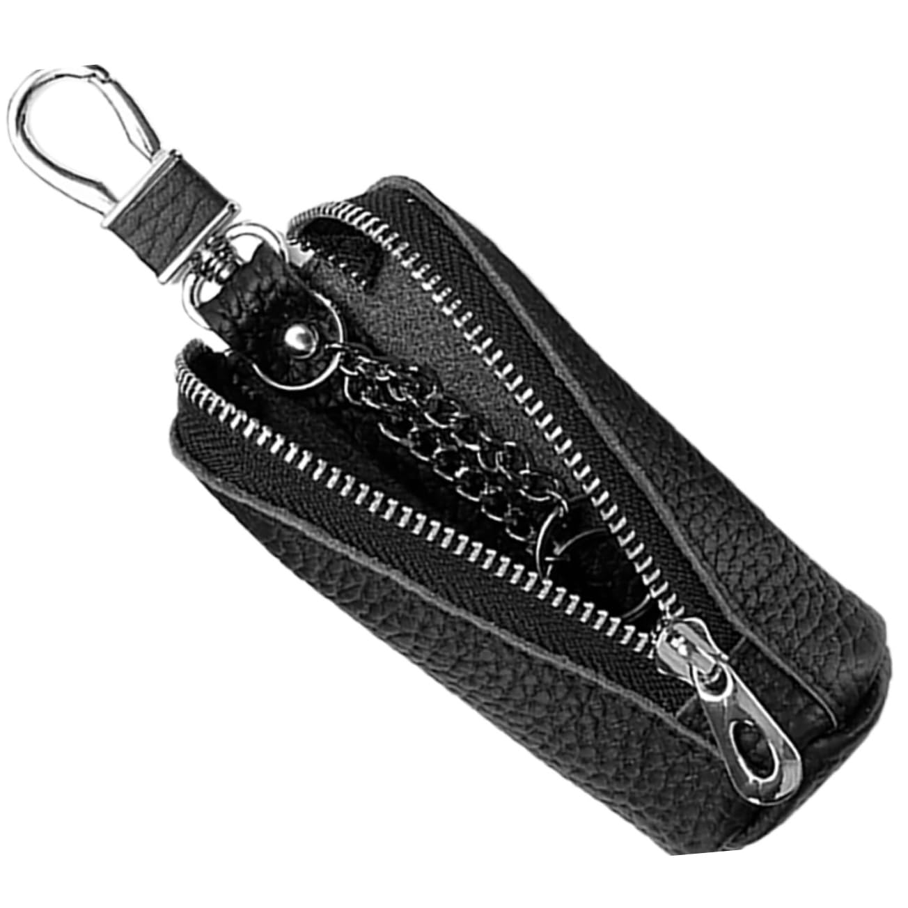 LIFKOME 4pièces Porte-clés Cuir Avec Pour Clés De Voiture Étui Zippé Pratique Et Accessoire De Rangement Avec Et Chaîne Intégrée