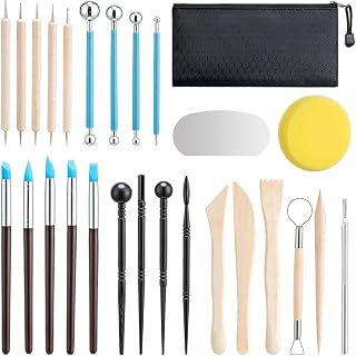 27 STK Modellierwerkzeug Set Polymer Clay Ton Werkzeug Modelierwerkzeugset Zubehoer Toepferwerkzeug Fuer Toepfern und Modelliermasse Pottery Tools Clay Set Toepferzubehoer Ton Set Sculpting