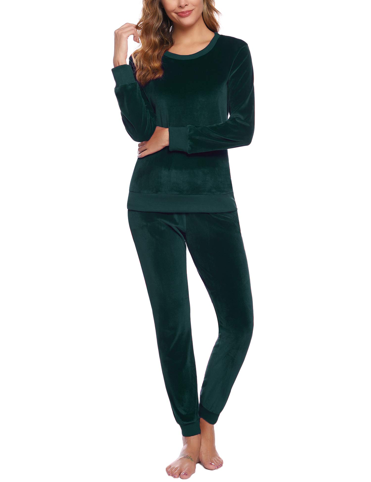 Abollria Women's Velour Sweatsuit Set 2 Piece Outfits Long Sleeve Pullover Sport Suits Tracksuits