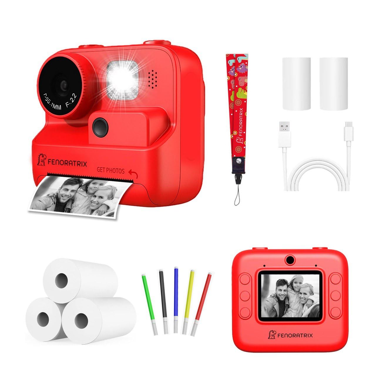 Amazon.com: Instant Print Camera for Kids – No Ink Needed, 2.4