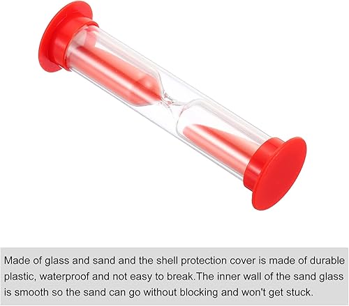 Miniatura 3 de PATIKIL Temporizador de arena de 3 minutos, 10 piezas de reloj de arena pequeño con cubierta de plástico, vidrio de arena de cuenta regresiva para