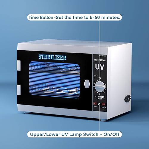 Miniatura 7 de Lámpara dobleEsterilizador Yofuly para esteticista, esterilizador grande de 12 litros para herramientas de uñas, caja de limpieza de uñas
