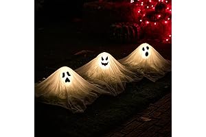 JOYIN Halloween Outdoor Decorations White Ghost Garden Stakes with Light Up Design