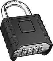 Diyife Heavy Duty 4-Digit Combination Padlock with One-Touch Unlock & Hidden Password - Weatherproof Outdoor Security Lock for Gates, Garages, Lockers