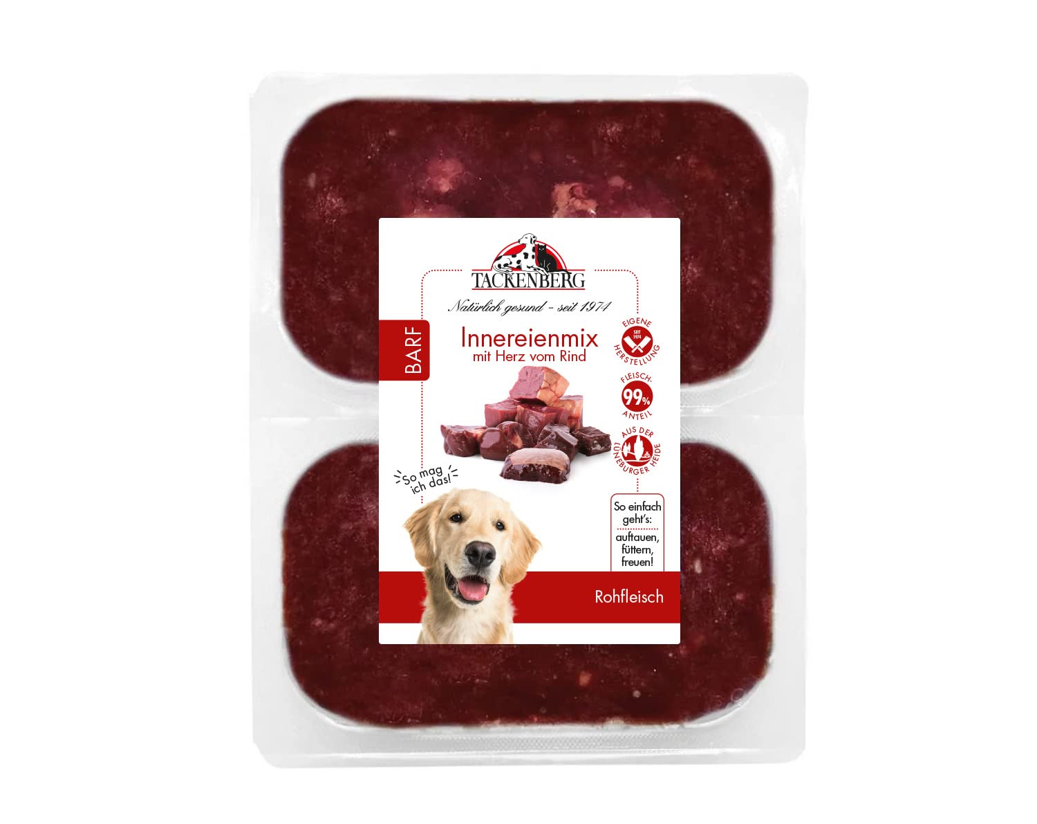 TACKENBERG Barf Rindermix-Paket für Hunde. 20kg Barf Fleisch für Hunde